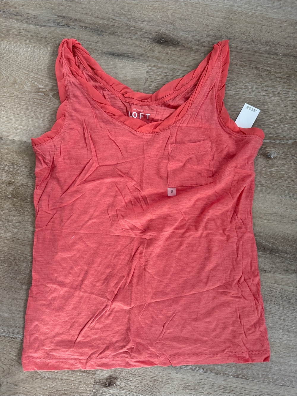 LOFT Coral Pink Tank Top - Sleeveless V-Neck Pocket Detail